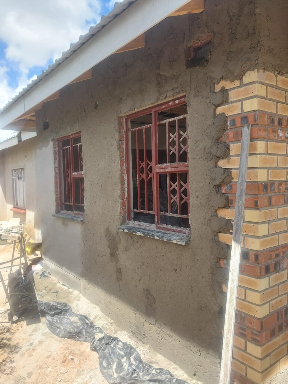 Professional plastering in progress